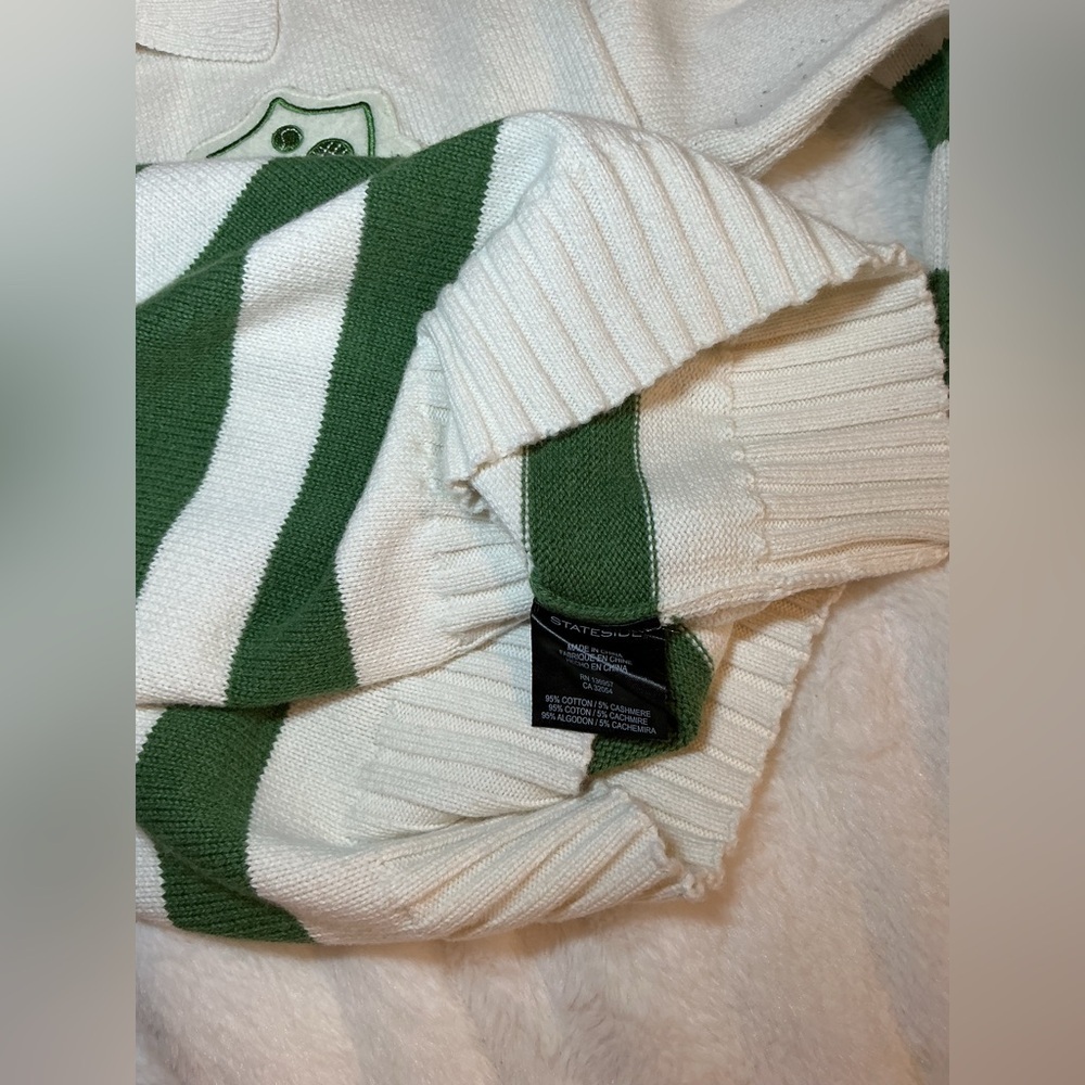 Anthropology Stateside Green and White Striped cropped Sweater - Picture 12 of 12